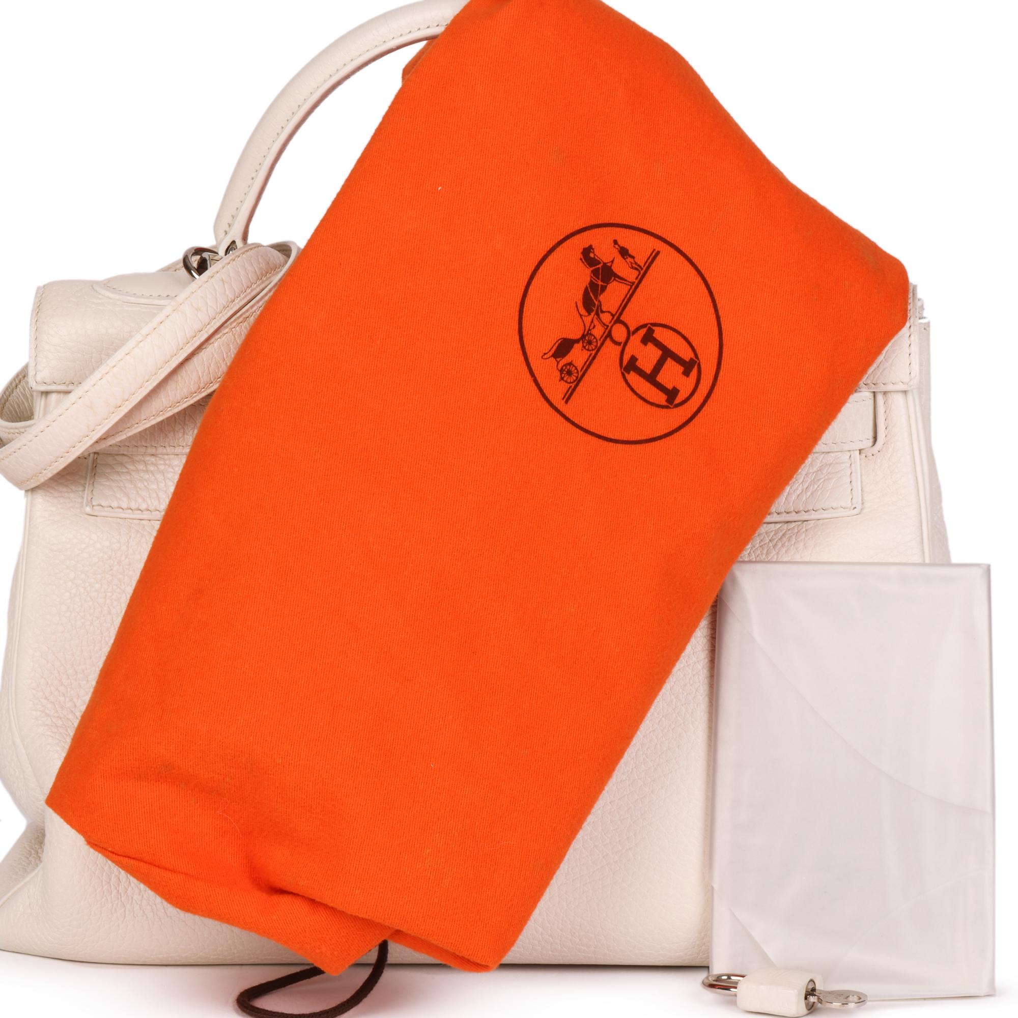 Hermès White Clemence Leather Kelly 32cm Retourne in vendita 6