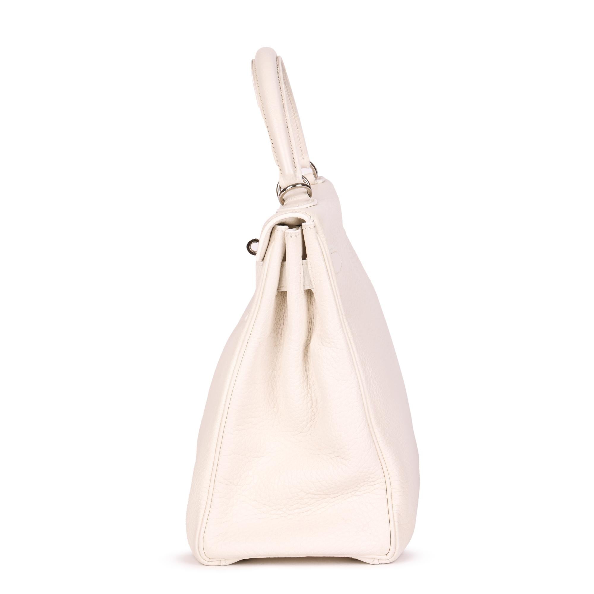 Hermès White Clemence Leather Kelly 32cm Retourne In condizioni ottime in vendita a Bishop's Stortford, Hertfordshire