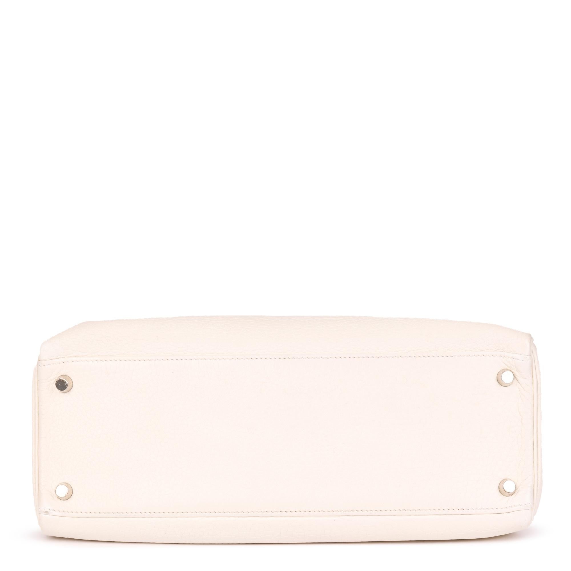 Hermès White Clemence Leather Kelly 32cm Retourne in vendita 1