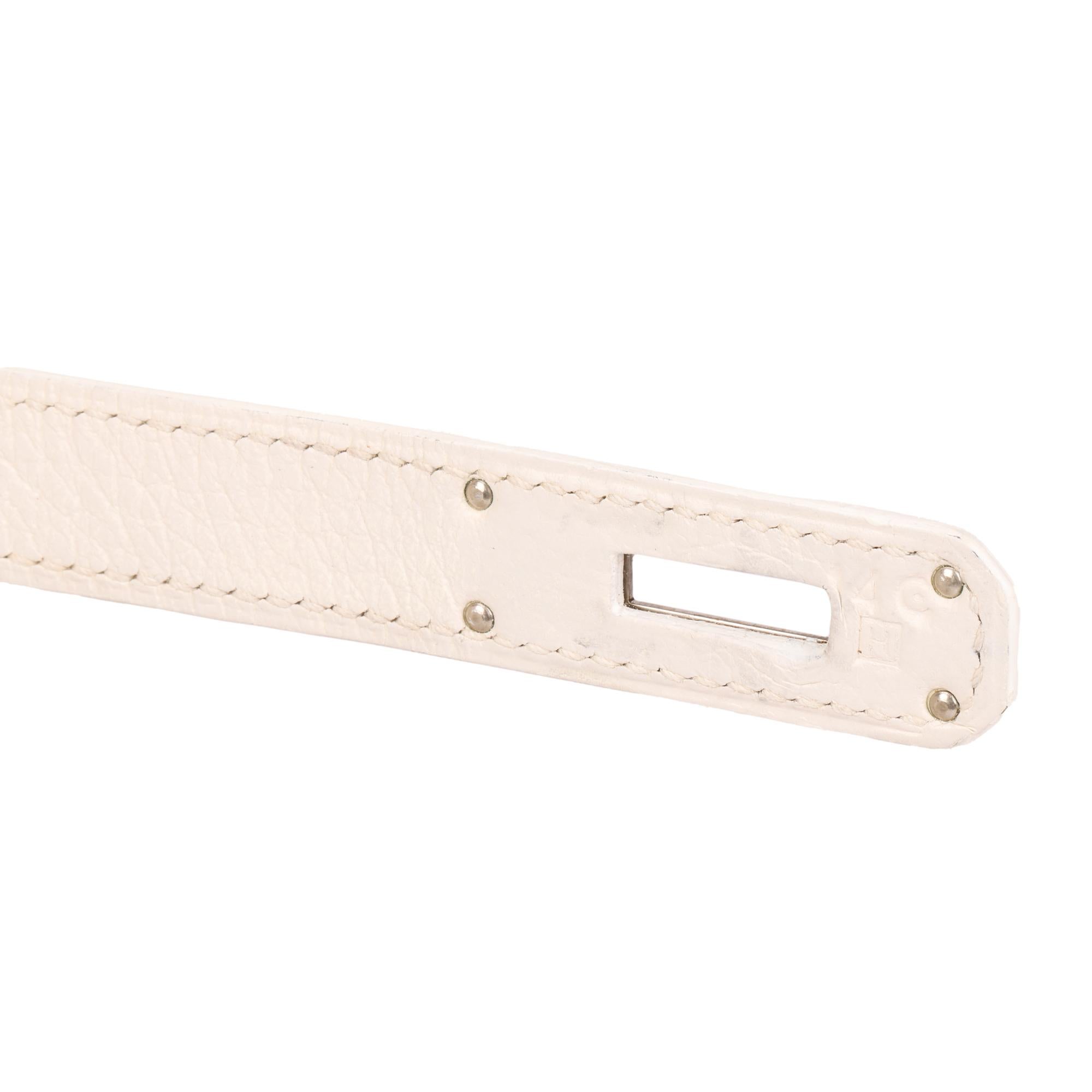 Hermès White Clemence Leather Kelly 32cm Retourne in vendita 4