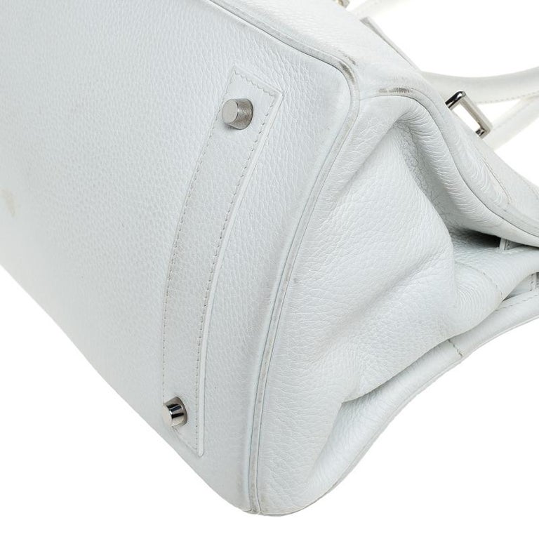 Hermes White Clemence Leather Palladium Hardware JPG Shoulder Birkin 42 ...