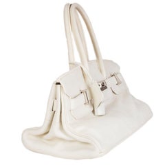 HERMES white Clemence leather & Palladium JPG I SHOULDER BIRKIN Bag
