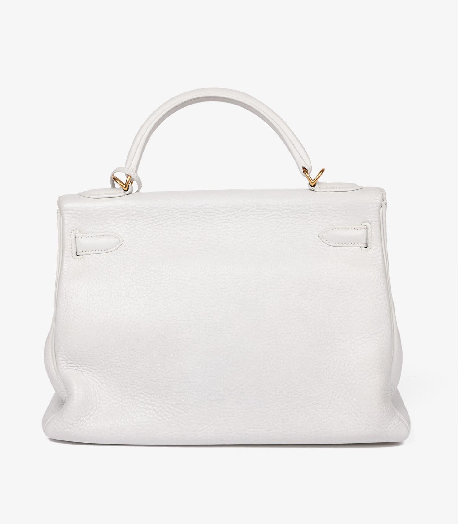 Hermès Weiß Clemence Leder Vintage Kelly 32cm Retourne im Angebot 1