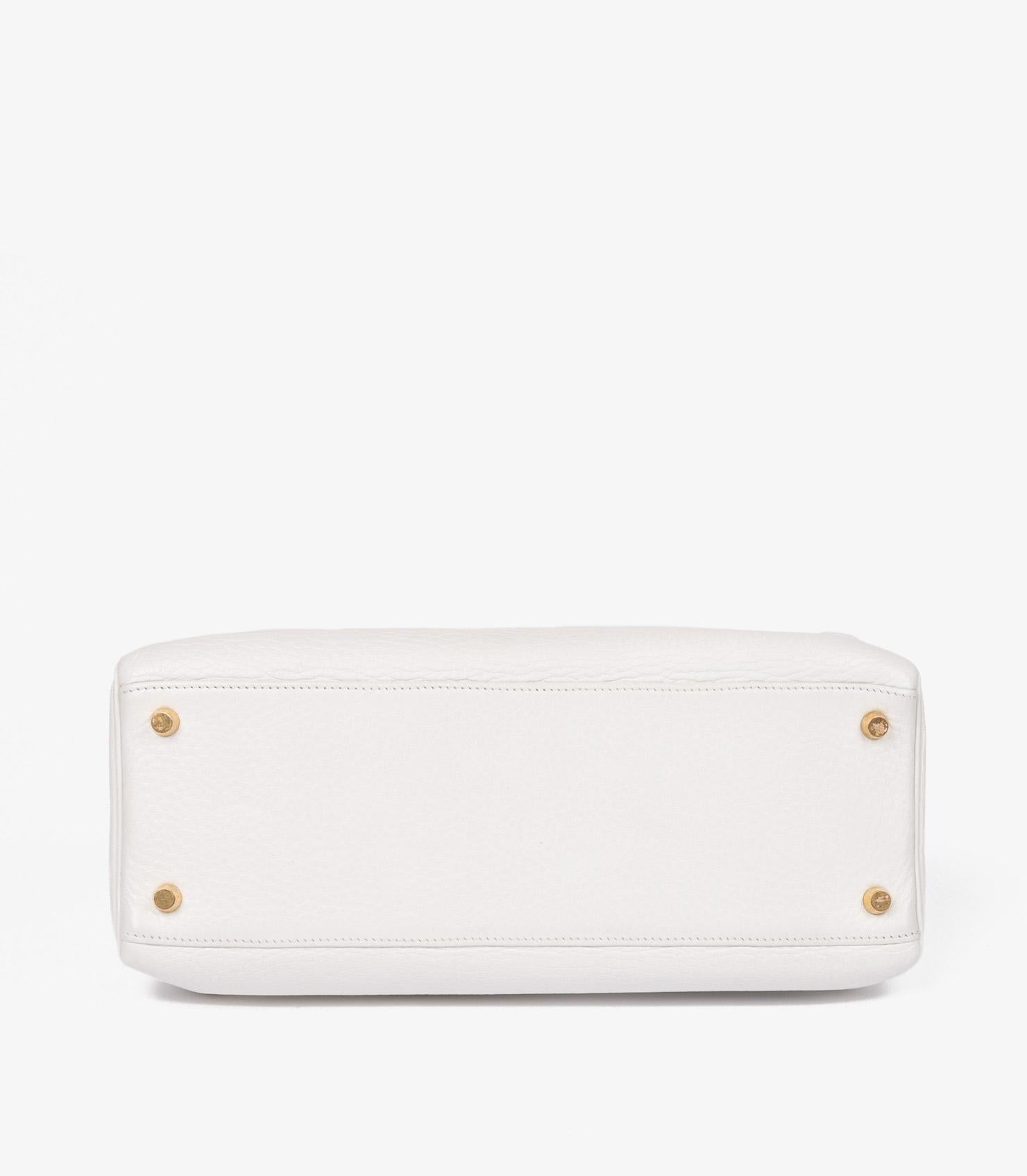 Hermès Weiß Clemence Leder Vintage Kelly 32cm Retourne im Angebot 2