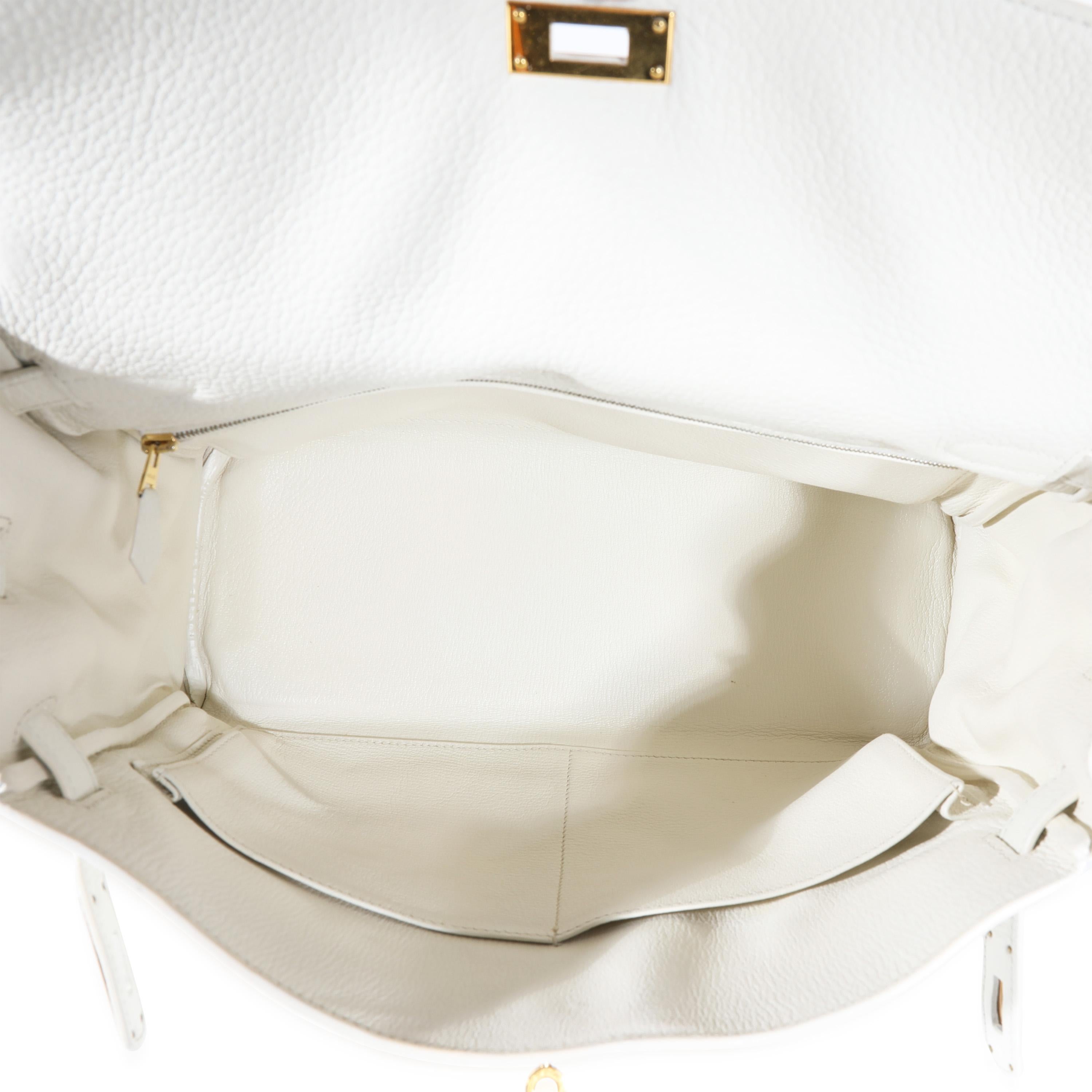 Hermès White Clémence Retourne Kelly 35 GHW In Good Condition In New York, NY