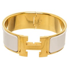 Hermes White Clic Clac H Bracelet