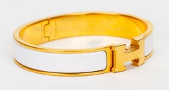 Hermès White Clic "H" Narrow Bracelet