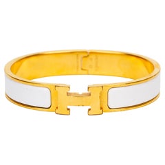 Hermès White Clic "H" Narrow Bracelet