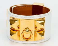 Hermès White Collier de Chien Bracelet