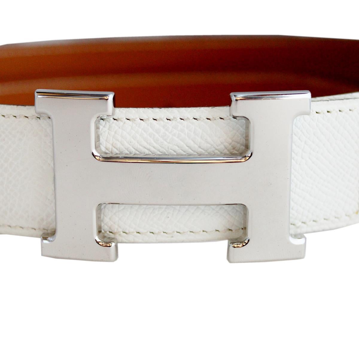 Iconic Hermès buckle belt
Constance
Leather
White color
Metal 