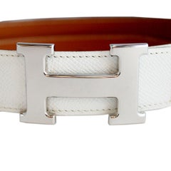 Hermès White Constance Belt 80