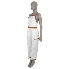 HERMÈS Combinaison TRIM en coton blanc 2022 LEATHER TRIM 36 XS