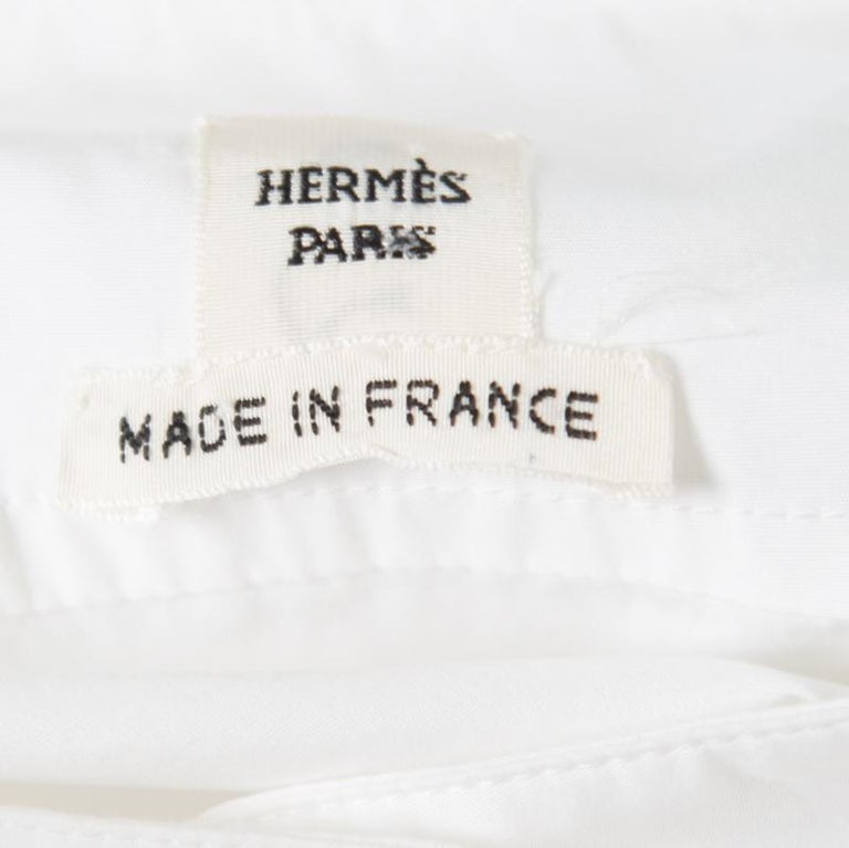Hermes White Cotton Button Front Shirt Dress S at 1stDibs