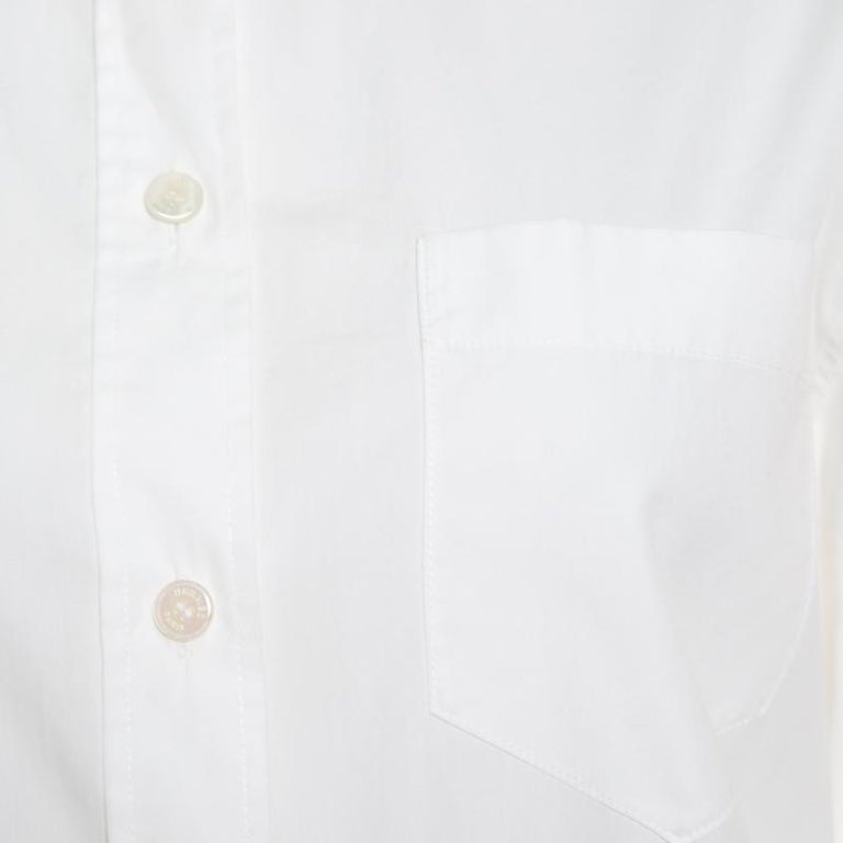Hermes White Cotton Button Front Shirt Dress S For Sale at 1stDibs