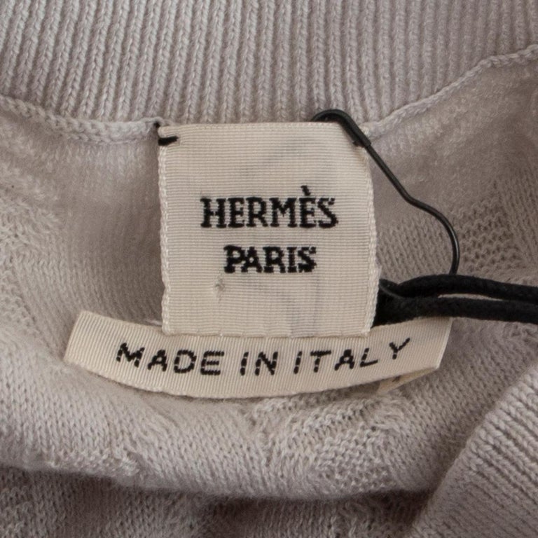 HERMES white cotton and cashmere Jacquard Cardigan Sweater 38 S For ...