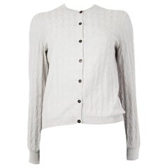 HERMES white cotton & cashmere Jacquard Cardigan Sweater 38 S