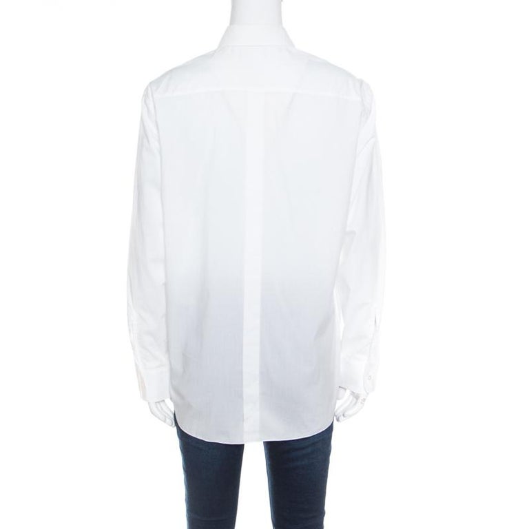 Hermes White Cotton Logo Embroidered Detachable Collar Detail Shirt M ...