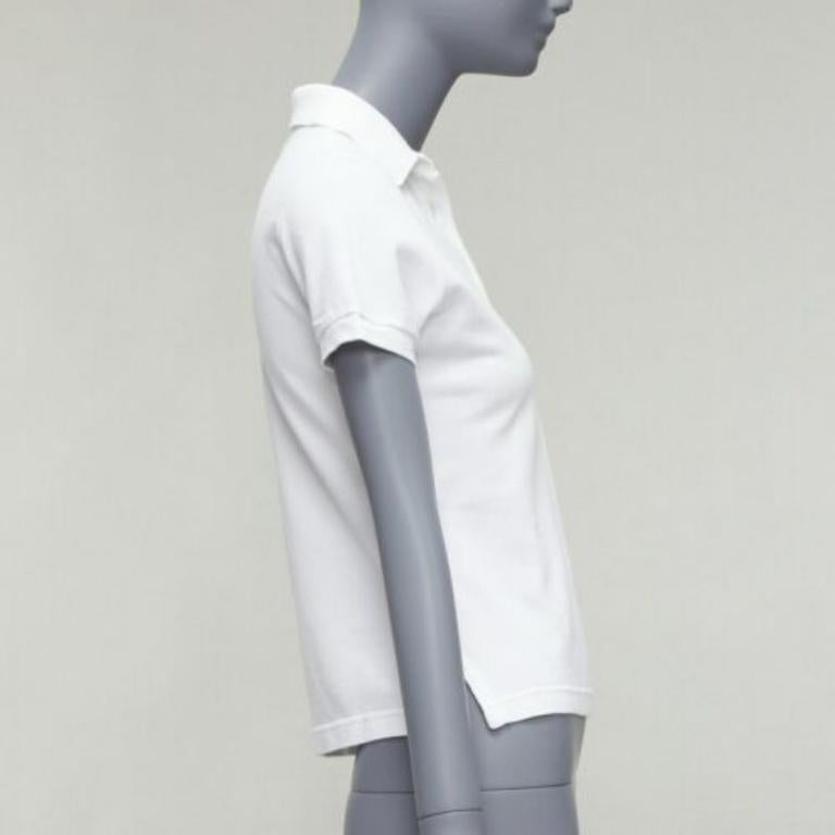 HERMES white cotton pique H embroidered logo slim fit polo shirt S In Excellent Condition In Hong Kong, NT