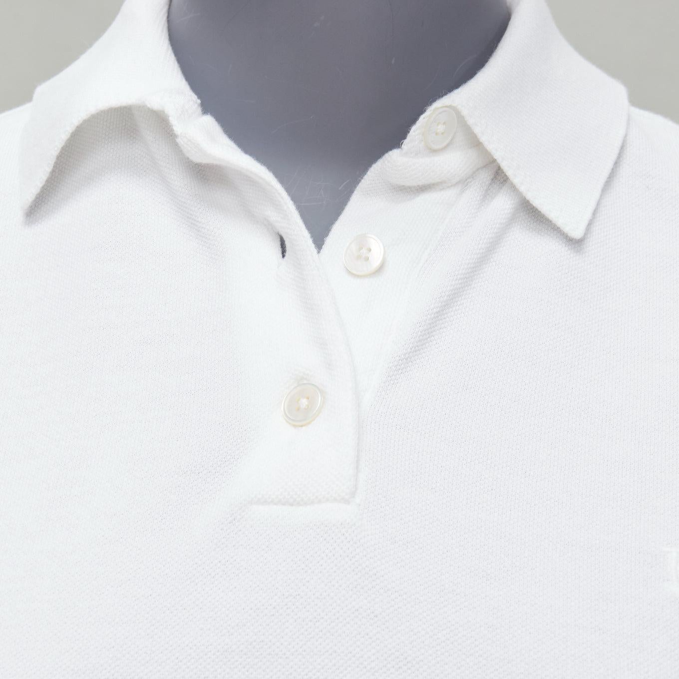HERMES white cotton pique H embroidered logo slim fit polo shirt S For Sale 2