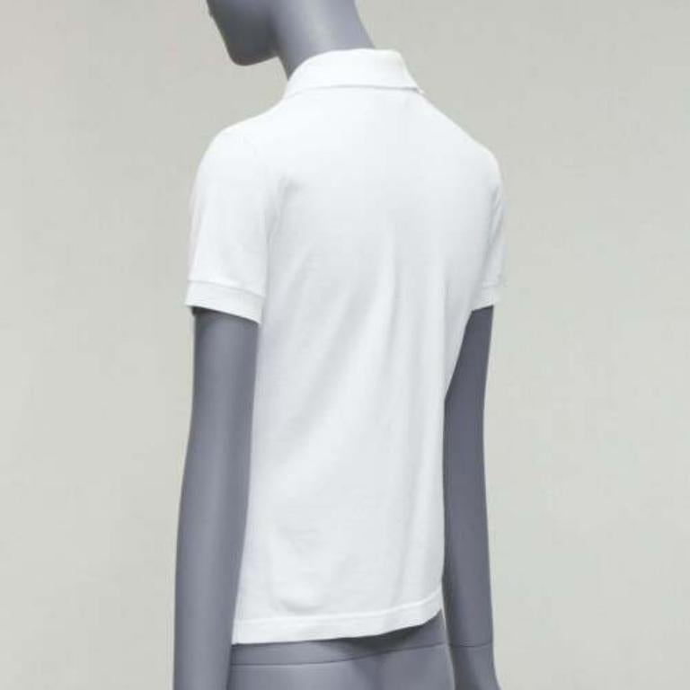 HERMES white cotton pique H embroidered logo slim fit polo shirt S 1