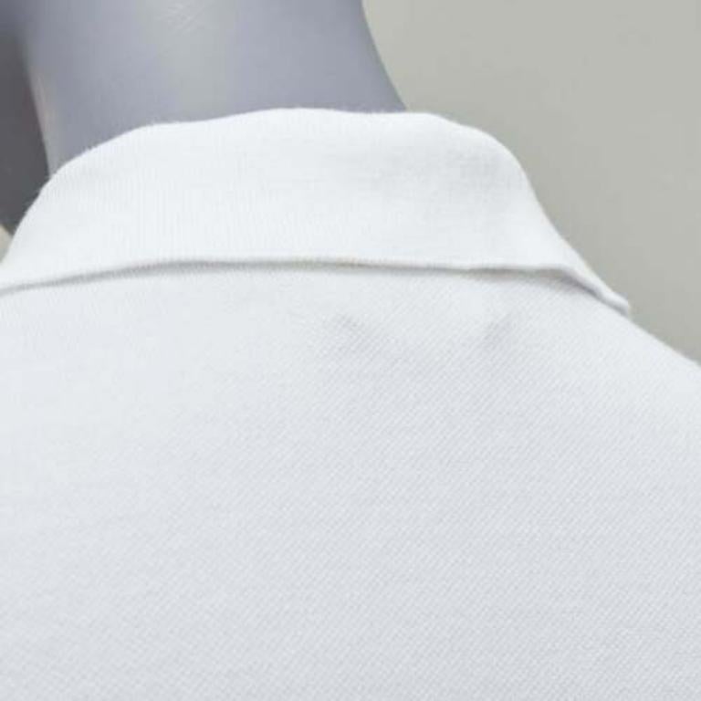 HERMES white cotton pique H embroidered logo slim fit polo shirt S 2