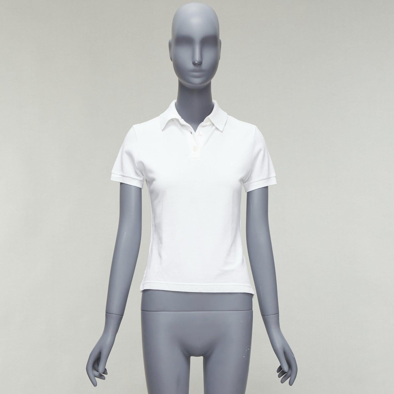 HERMES weißes Baumwoll-Piqué H mit gesticktem Logo Slim Fit Poloshirt S im Angebot 5