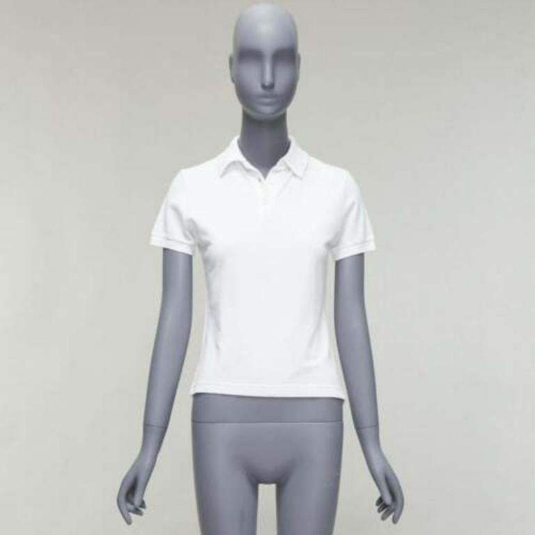 HERMES white cotton pique H embroidered logo slim fit polo shirt S 4