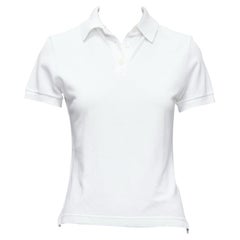 HERMES white cotton pique H embroidered logo slim fit polo shirt S