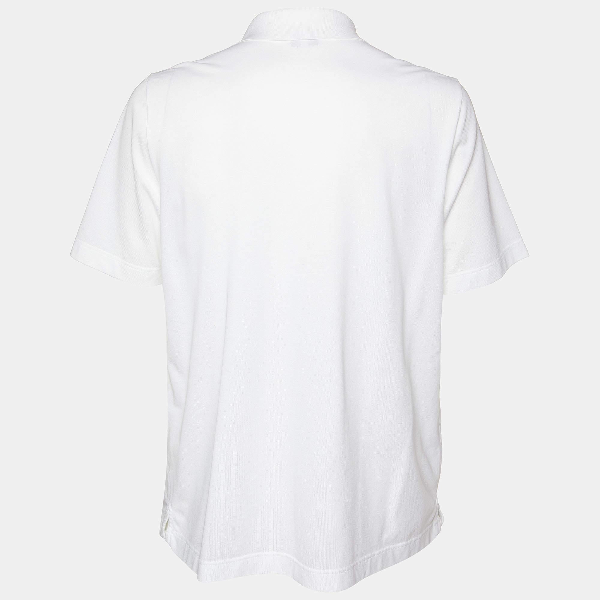 Hermès White Cotton Pique Polo T-Shirt XXL In Excellent Condition In Dubai, Al Qouz 2