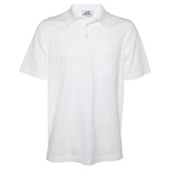 Maglietta Polo Hermès in cotone piqué bianco XXL
