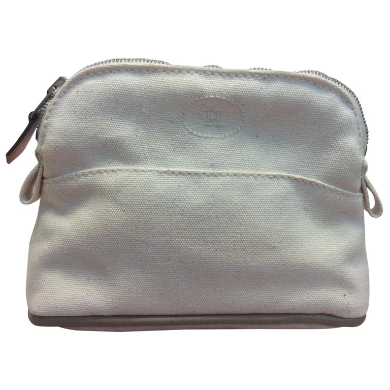 Hermes White Cotton Pouch For Sale at 1stDibs