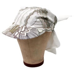 Hermès White Cotton Print Scarf Visor