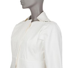 HERMES white cotton QUILTED RUNWAY 2017 Coat Jacket 34 XXS
