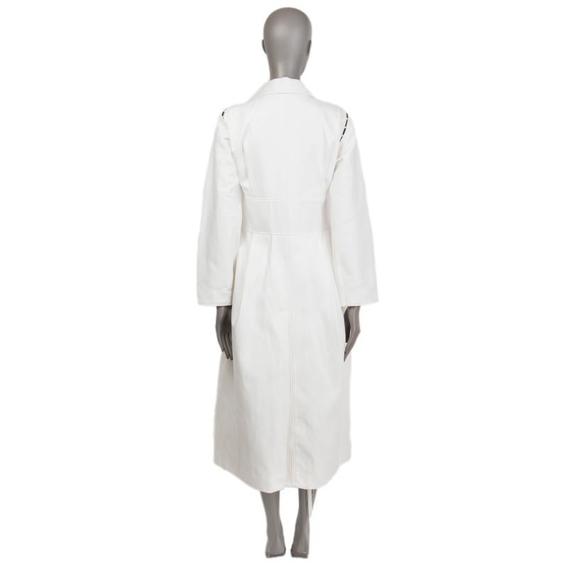 Gris HERMÈS - Veste manteau en coton blanc, défilé 2017 - 34 XXS en vente