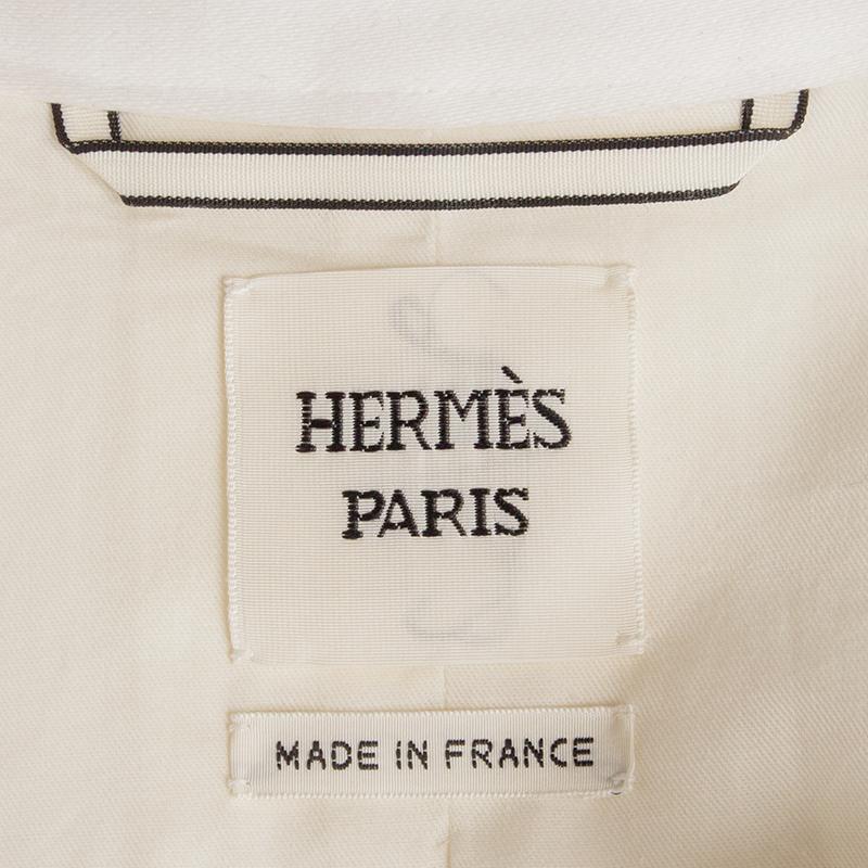 HERMÈS - Veste manteau en coton blanc, défilé 2017 - 34 XXS Pour femmes en vente