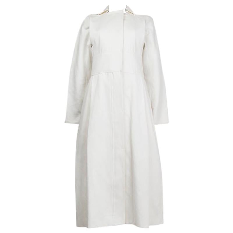 HERMÈS - Veste manteau en coton blanc, défilé 2017 - 34 XXS en vente