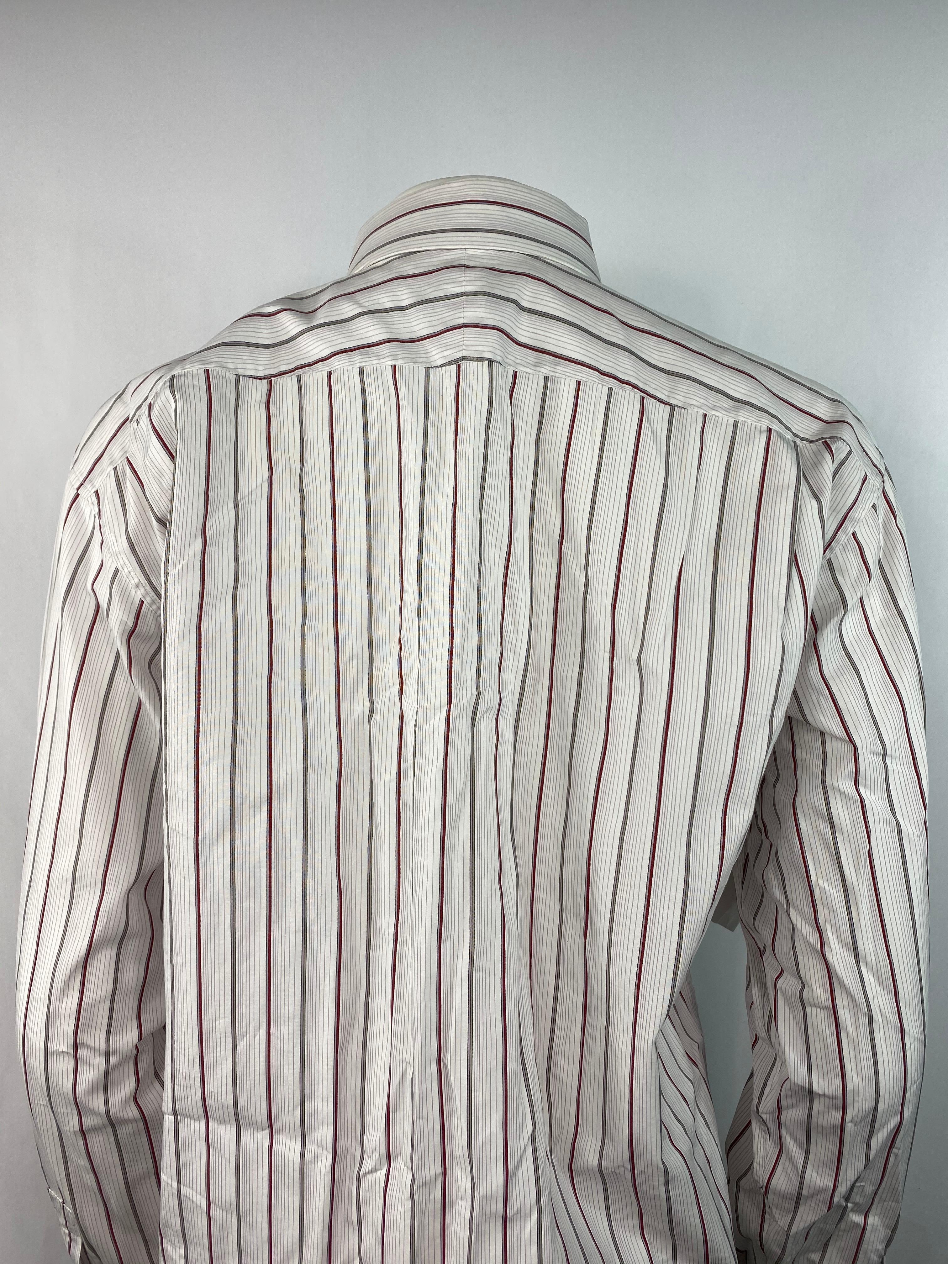 Hermes White Cotton Striped Shirt Size 42 For Sale 3