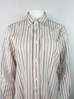 Hermes White Cotton Striped Shirt Size 42