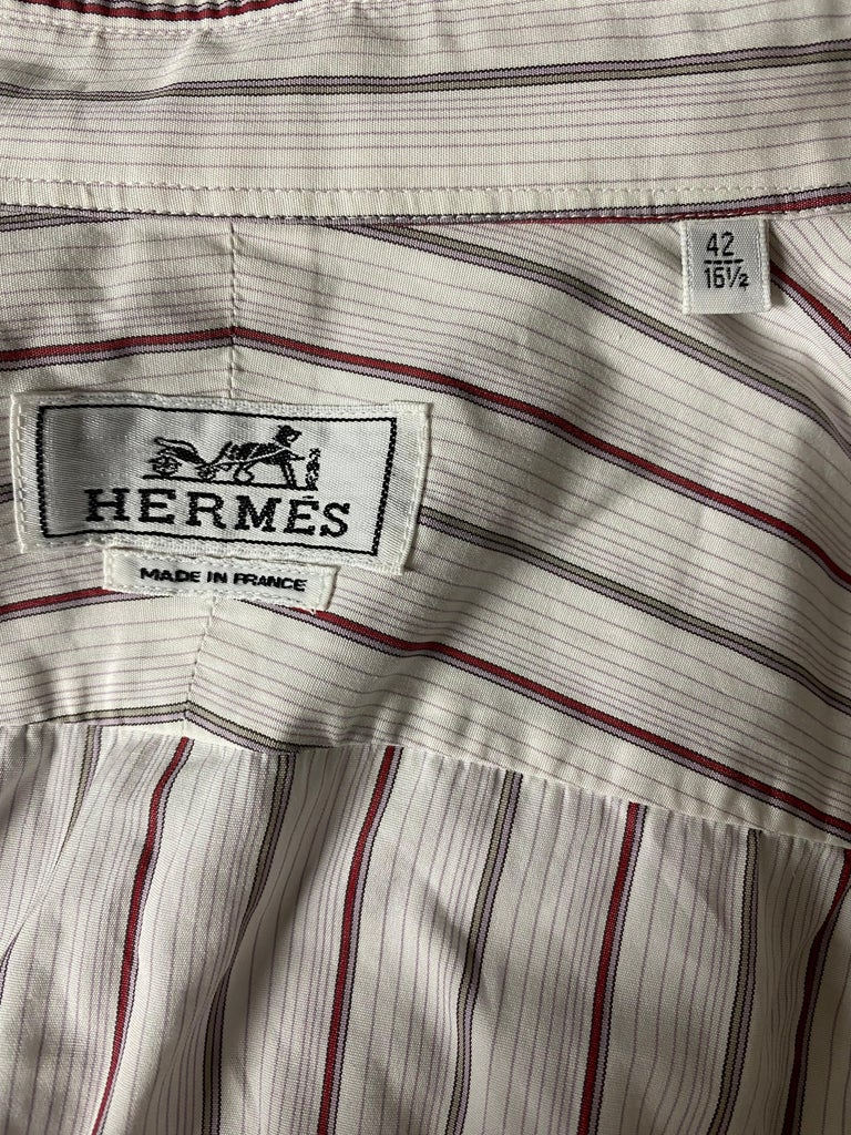 Hermes White Cotton Striped Shirt Size 42 For Sale at 1stDibs | hermes ...