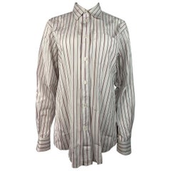 Hermes White Cotton Striped Shirt Size 42