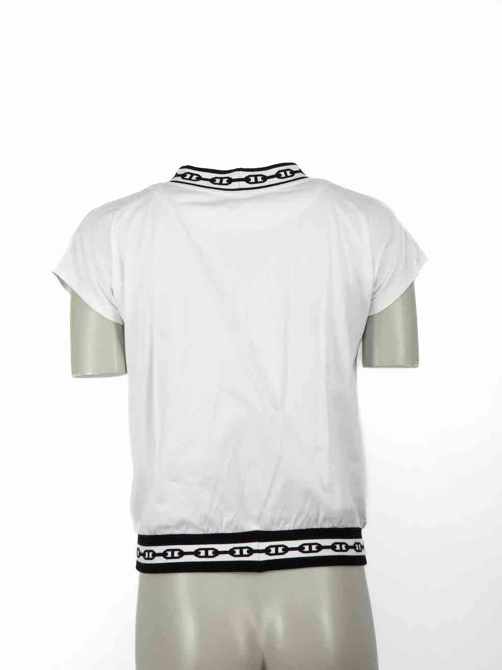 Gray Hermès White Elasticated Trim T-Shirt Size XS