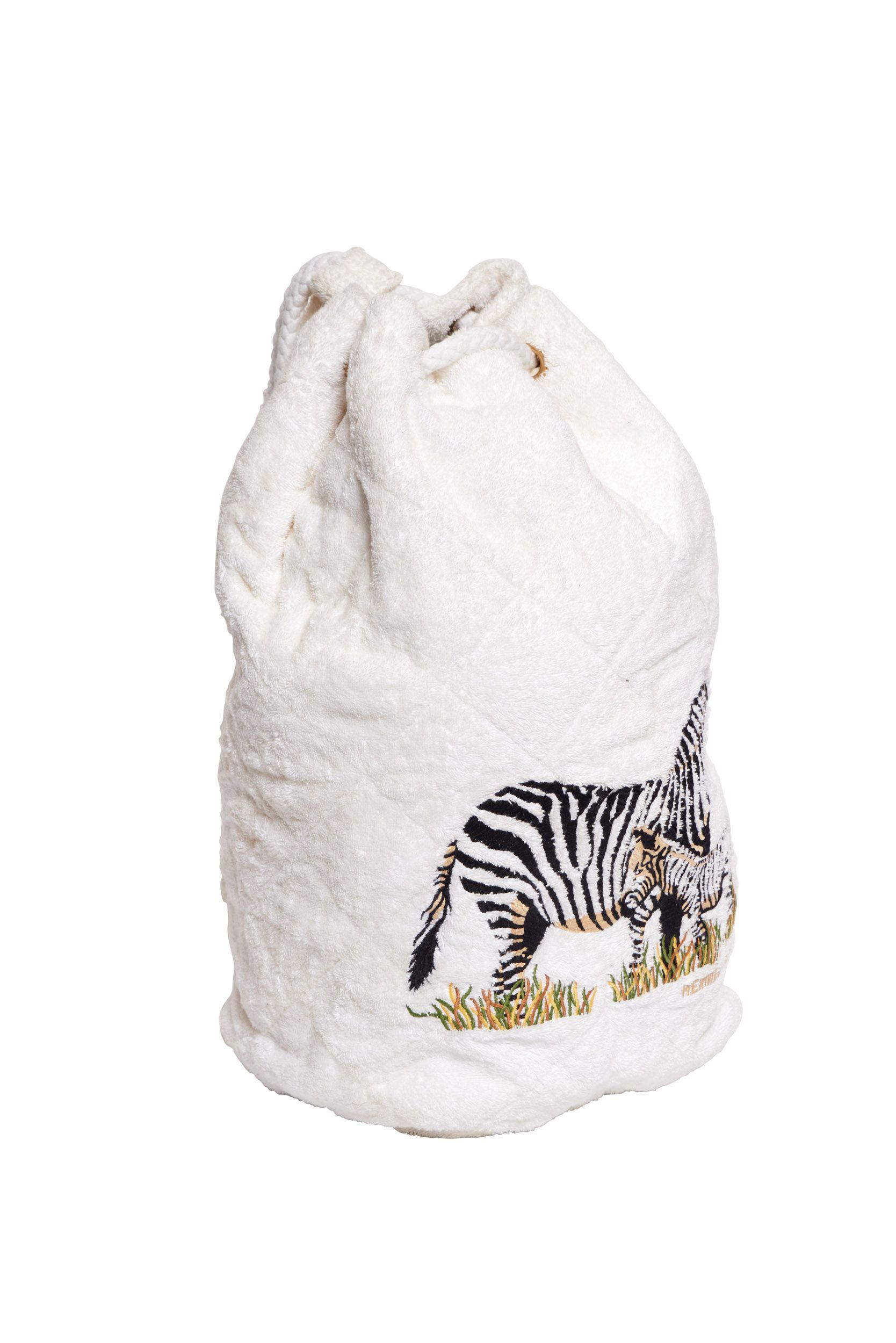 Hermès terry cloth beach bag with zebras emboroidered. Perfect item for the beach or pool, unisex . It is in excellent condition and comes with a generic dust bag.