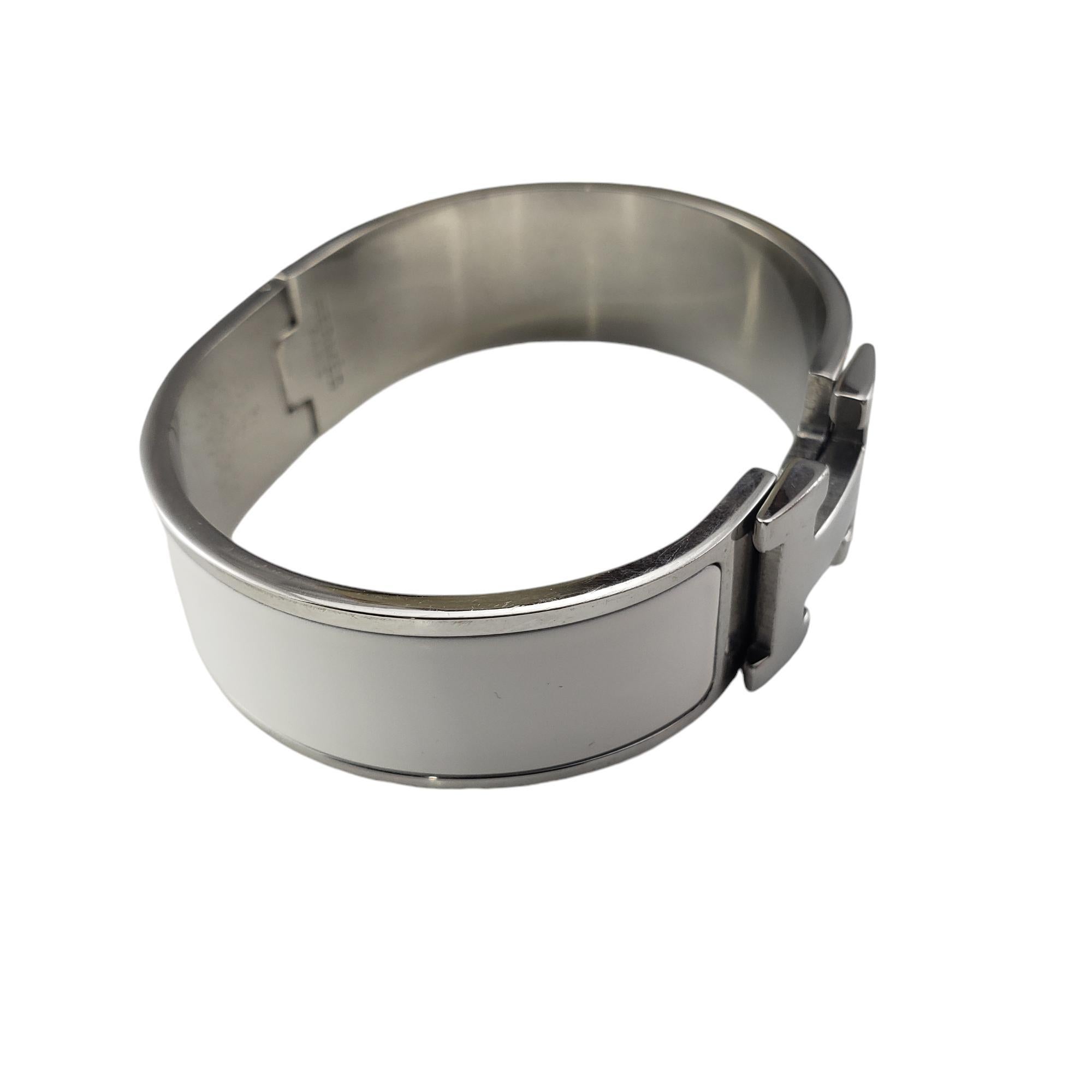 Women's Hermes White Enamel Clic Clac H Bracelet #18832