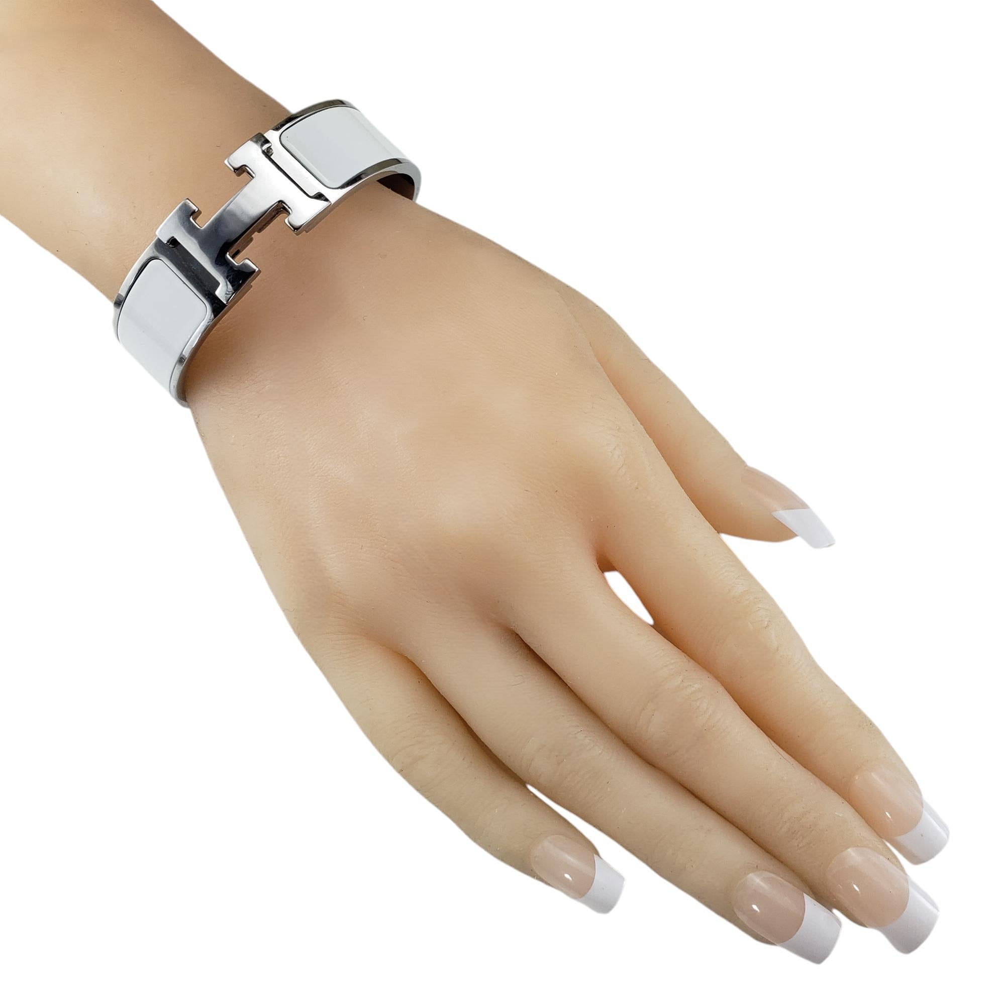 Hermes White Enamel Clic Clac H Bracelet #18832 3