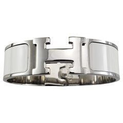 Hermes Bracelet Clic Clac H en émail blanc #18832