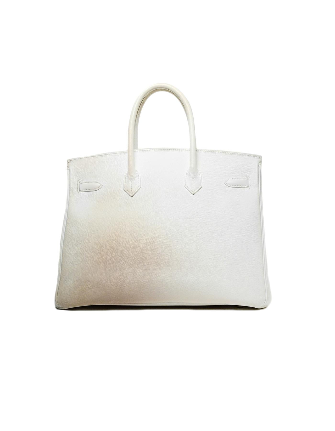 Gray Hermes White Epsom 35cm Birkin Bag