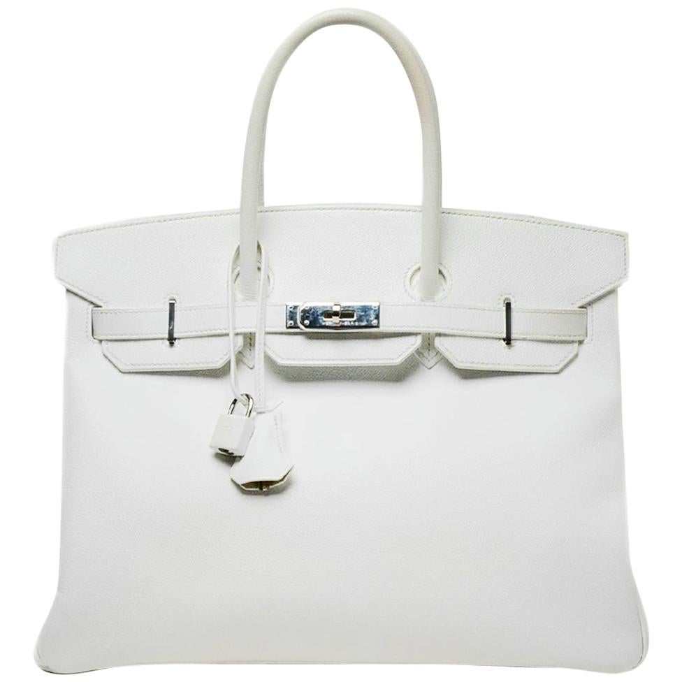 Hermes White Epsom 35cm Birkin Bag