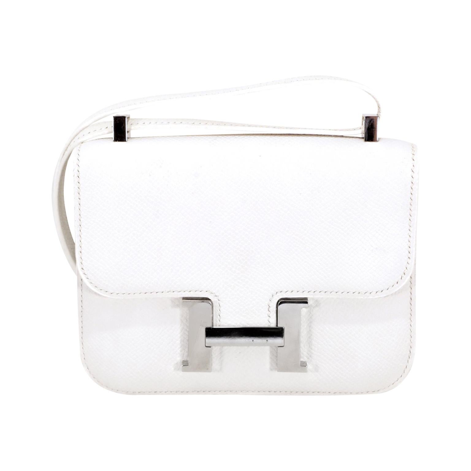Hermès White Epsom Leather Micro Constance at 1stDibs
