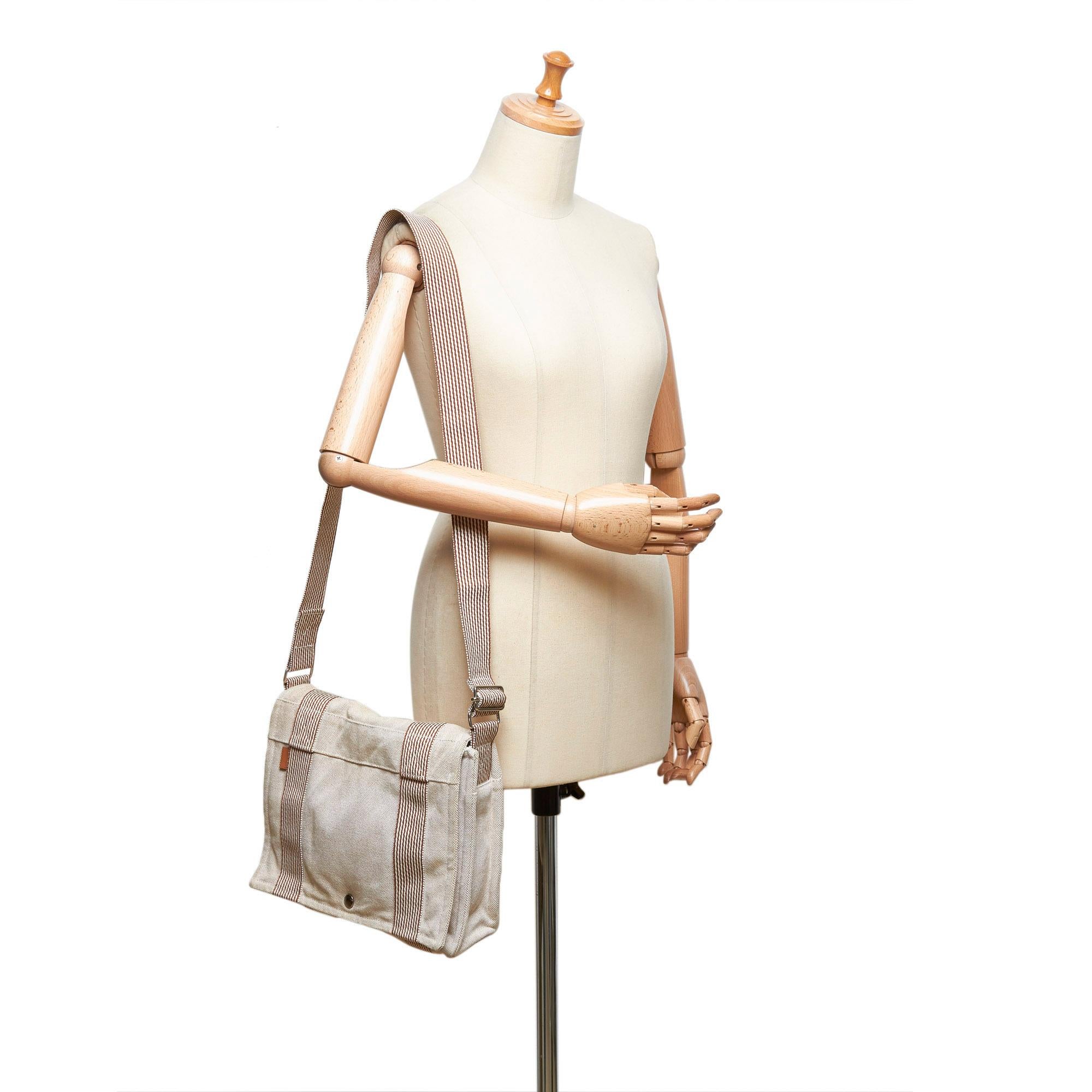 Hermes White Fourre Tout Besace Messenger PM 3