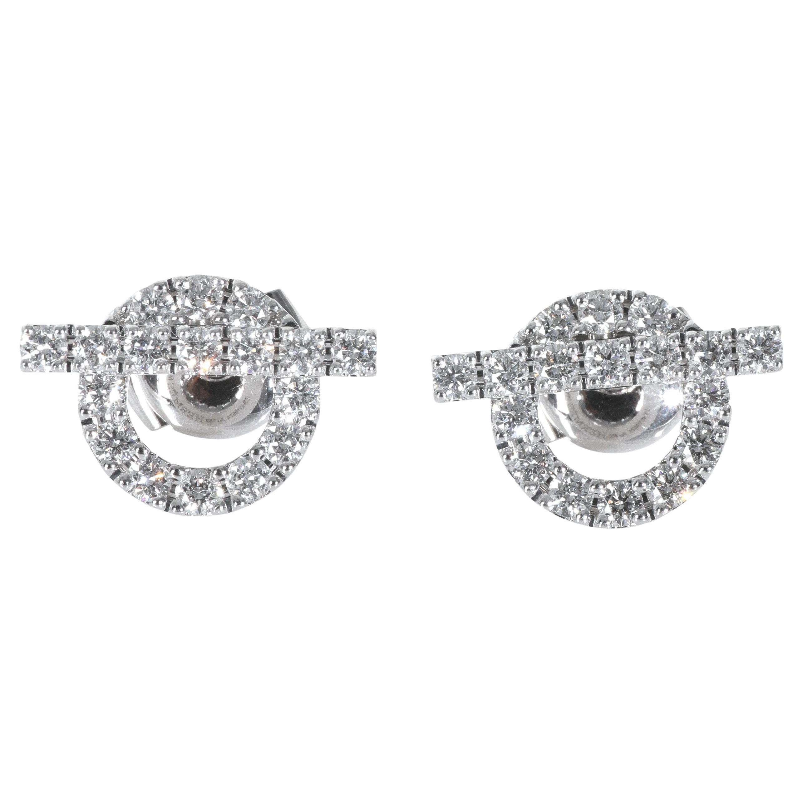 Boucles d
oreilles Finesse en or blanc et diamants Hermès en vente